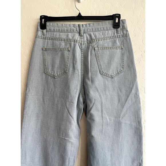 Palmer Heritage Distressed Hem High Rise Wide Leg Jeans Woman's Size 31 - Picture 15 of 16